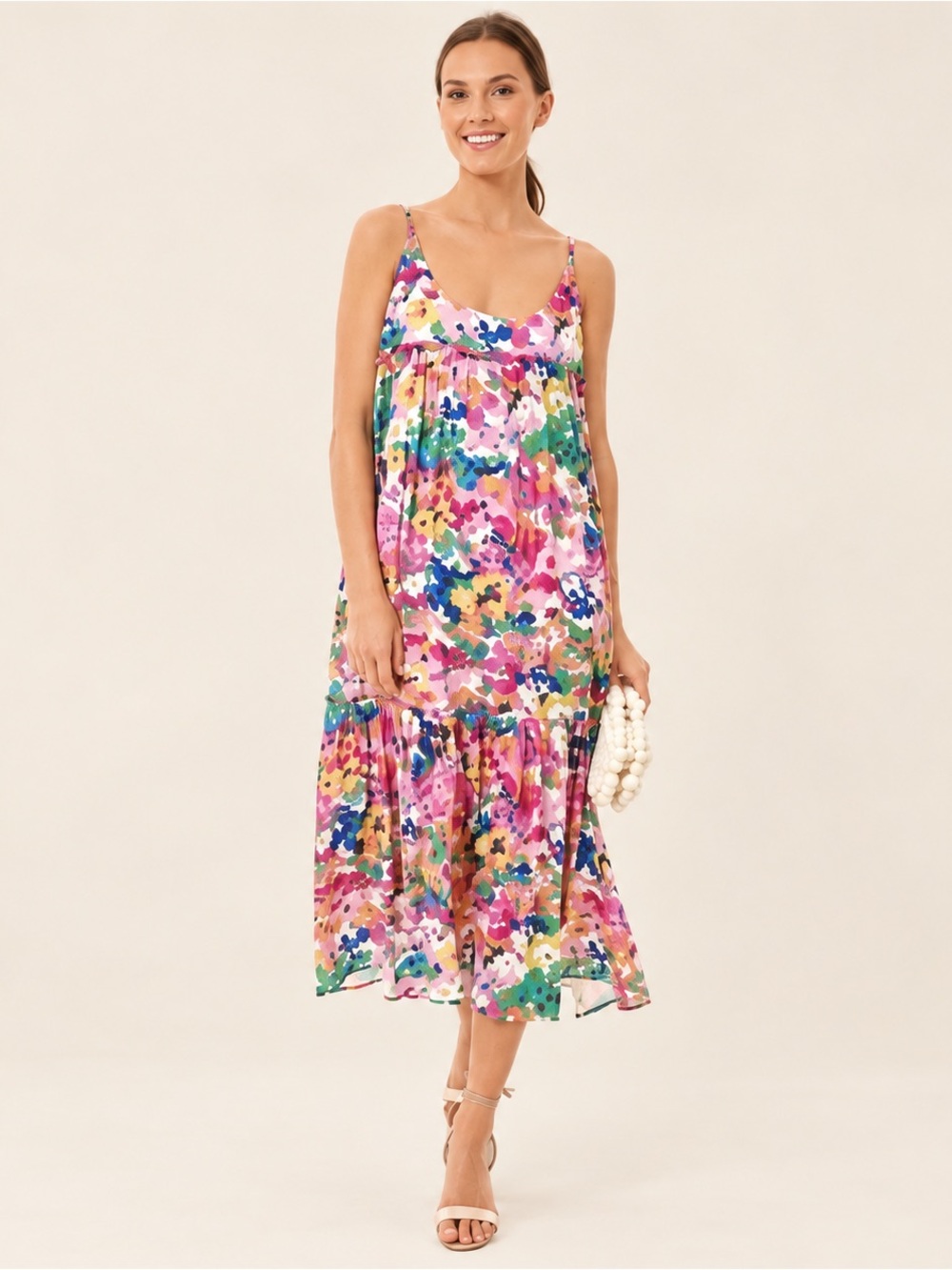 Tuckernuck Meade Vibrant Floral Midi Dress Size Large